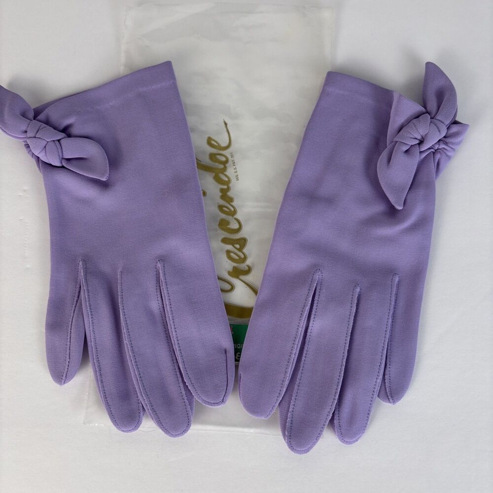 VTG Crescendoe Purple Gloves Wrist Knot Size B 7 7 1/2
